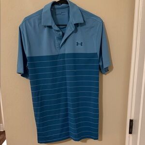 Under Armour Men's Striped Teal Polo Shirt